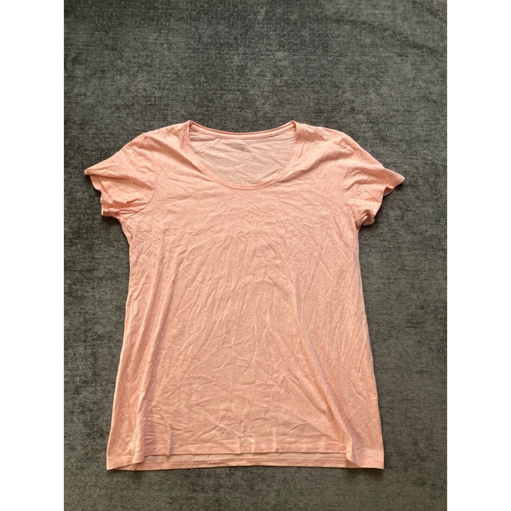 Garnet Hill T-Shirt Womens Medium Pink Space Dye Slub Knit Casual Cap Sleeve